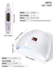 LULAA 15pcs Nail Art Set Including UV Lamp, Nail Polish Remover Grinding Machine, Dust Brush, Nail File, Polishing Bar, Grinding Block, Best Girl Gift For Salon And Home DIY Nail Art