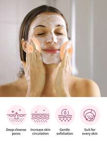 RANCAI 硅胶手动洗脸刷，柔软洗脸刷去角质，防水亲肤洁面刷，可去除黑头白头彩妆残留 - 藕粉色 - 查看 3