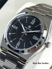 Pablo Raez 1 Stück Herren Business Vintage Uhr Edelstahl Armband Kette Sommer Strand Accessoires Männerschmuck Originale Armbanduhr IPS Silber Nicht anlaufendes Stahlgehäuse Charmante Uhr Berühmte Marke Neu AAA Luxus Schwarz Weiß Farbe 50M Wasserdicht Einfache Kalenderanzeige Uhr Herren Lässig Mode Quarz Uhr für Männer