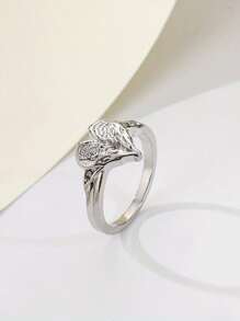 [时尚戒指] 1 件简约时尚戒指，天使翅膀爱心戒指 | 男士女士戒指 - 戒指 - 查看 2