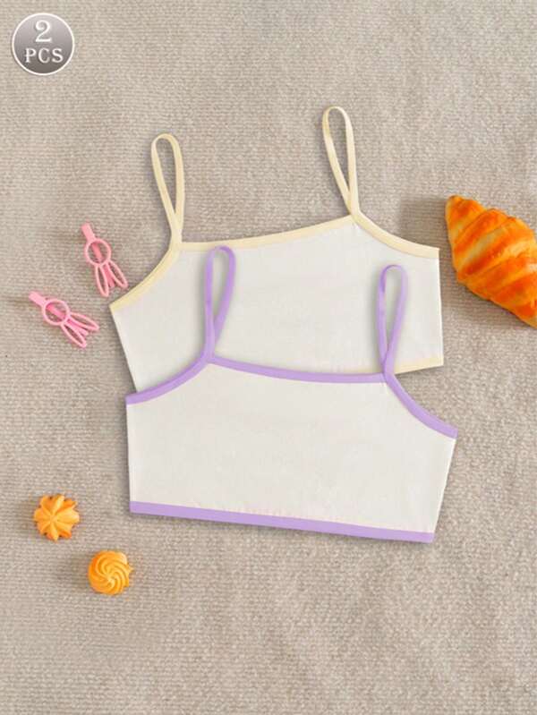 2PCS Women's Top Base Child Vest Seamless Girls' Underwear Girl Bra Child Underwear Summer Suitable For Teenagers Aged 8-10.