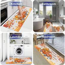 1pc Harvest Season Pattern Rug, Polyester Drainage Mat, Suitable For Kitchen, Living Room, Entrance, Balcony, Home Decor, Anti-Stain, Cafe, Bar, Holiday, Party, Bedroom, Bathroom Decor
