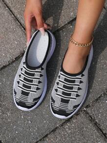 新款半拖一脚蹬女士运动鞋休闲鞋跑步鞋轻便鞋百搭时尚旅游鞋