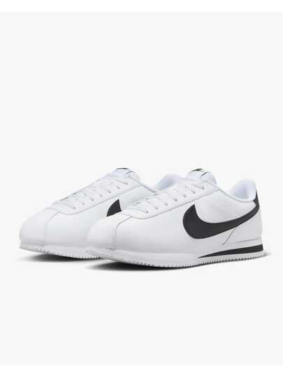 Nike CORTEZ 男士休闲多功能运动鞋 - 黑與白 - 查看 1