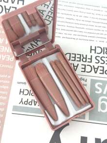 1 Pc Makeup Mirror Set Portable 5 Makeup Brushes Travel Set Mirror Makeup Brushes, Makeup Brushes, Portable Valentine's Day Gift New Year Gift,Brush Set,Makeup Brush Kit,Make Up Brush Set,Make Up Set Complete,Makeup Brush Set,Complete Makeup Kit,Brush Kit,Brushes Makeup Set,Makeup Gift Set - Dusty Pink - View 10