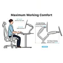 Dual Monitor Arm Adjustable Gas Spring Monitor Mount For Gaming And Home Office Setups, Monitor Arm Hold Up To 30" With 19.8 Lbs Max Weight And C-Clamp Or Grommet Hole Mounting - 白色雙顯示器支架(支援 13 至 30 吋) - 查看 2