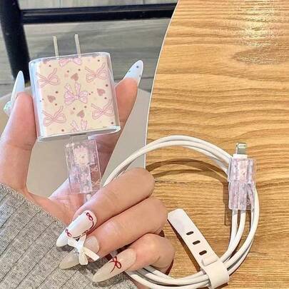 Funda protectora minimalista con diseño floral para cable de carga de Apple de 20W 15, cable de datos para iPhone 16 Pro Max, funda protectora para iPhone 13/14 Plus, resistente a dobleces y mordeduras de gatos