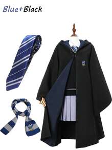 3pcs Halloween Christmas Wizard Costume Holiday Decoration Set -Wizard Robe Magicial Hooded Cape Clocak+Wizard Neckties+Striped Knit Scarf Cosplay Birthday Gifts - Multicolor - View 23