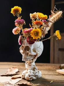 1 szt. Nowoczesna, kreatywna doniczka w kształcie czaszki, doniczka z żywicy w stylu vintage, europejska, dekoracyjna do ogrodu, odpowiednia do ogrodu i innych spersonalizowanych dekoracji
