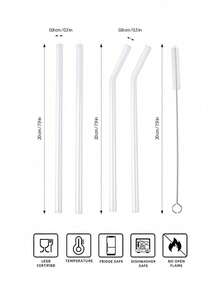 10 件可重复使用玻璃吸管套装，弯和直透明饮用吸管，返校，高硼硅玻璃冰沙吸管，鸡尾酒吸管，适用于冷热饮料、冰咖啡、果汁、派对用品、家庭和办公室的酒吧配件。 - 彩色 - 查看 3