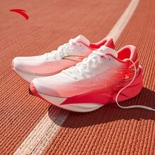 [20KM+] Zapatillas de running profesionales ANTA C202 para hombres, con placa de carbono para maratón, zapatillas de entrenamiento 1124D5570 - Blanco/Naranja/Dorado-1[NUEVO] - Ver 1