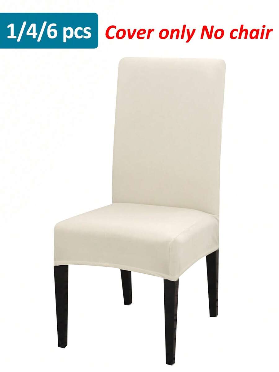 1pc/4pcs/6pcs/8pcs/10pcs Solid Color Milk Silk Chair Cover, Polyester Elastic Dining Chair Cover