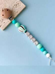 1pc Customizable Name/Text Lanyard/Anti-Lost Clip, Can Clip/Hang, With Personalized Name, Handmade, For Clothes/Stroller/Backpack, Colorful Beads, Cute Daisy, Hot Air Balloon, Rainbow, Boho Style Pendant Charm, Keychain, Wooden Letters, Stainless Steel Clip, Name Tag, Gift For Friends, Birthday, Shower, Valentine's Day, Back To School, Christmas Decoration, Stroller Decor, Clothing Accessory