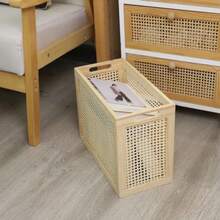 Wood Magazine Holder With Jute Rope HandlesHandcrafted Bamboo Toilet Roll Holder Wicker Magazine Storage Organizer For Bathroom Office And Desk Rectangle Natural 15" D X 6.9" W X 11.8" H. 0.58B0CJR85L6Q[Am]13W96