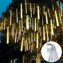 8-Tube LED Meteor Shower Christmas Tree Hanging Light, Battery Powered, Suitable For Christmas, Halloween, Wedding, Square, Street, Yard, Garden, Holiday Party Decoration Lighting - AA Battery Meteor Shower - View 12