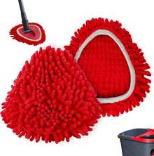 4Pack Mop Heads Replacements Compatible With O-Cedar Easy Wring 1-Tank System Reusable Spin Mop Replace Head Washable Chenille Refills Dust Head Replacement For Floor Cleaning(Red) - 紅色 - 查看 1