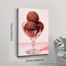 2D Flat, Posters & Prints 1pc Framed Canvas Ice Cream Art Print Chocolate Ice Cream Decor Food Art Poster Foodie Art Summer Kitchen Art Print Wall Art Canvas Paintings Ideal Gift For Bedroom Living Room Corridor Wall Art Wall Decor Room Decoration 2D - 黑色 - 查看 9