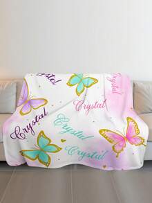 1pc Customized Name Blanket, Personalized Bed Blanket, Printable Name, Cute Blanket, Best Blanket For Children, Comfortable Blanket, Family Gift, Birthday Gift, Christmas Gift, Personalized Gift, Children's Day Gift, Gift For Son/Daughter, Gift For Friends, Gift For Kids - Style 1 - View 4
