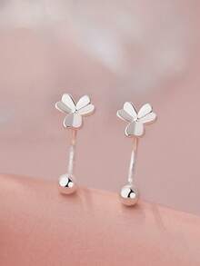 1 chiếc khuyên rốn hình cỏ bốn lá bằng bạc Sterling S925, khuyên rốn dạng tạ dành cho nữ, trang sức xỏ khuyên cơ thể hình ba lá. - Móng rốn đơn - Xem 4