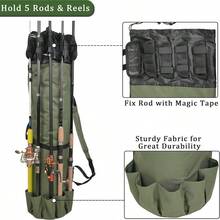 1pc Green Fishing Rod Bag, Foldable Fishing Gear Handbag, High-Quality Multifunctional Large Capacity Fishing Rod Case 1.15M Large Capacity Multifunctional Fishing Tackle Storage Bag, Shoulder Carry Fishing Rod Bag, Sea Fishing Bag