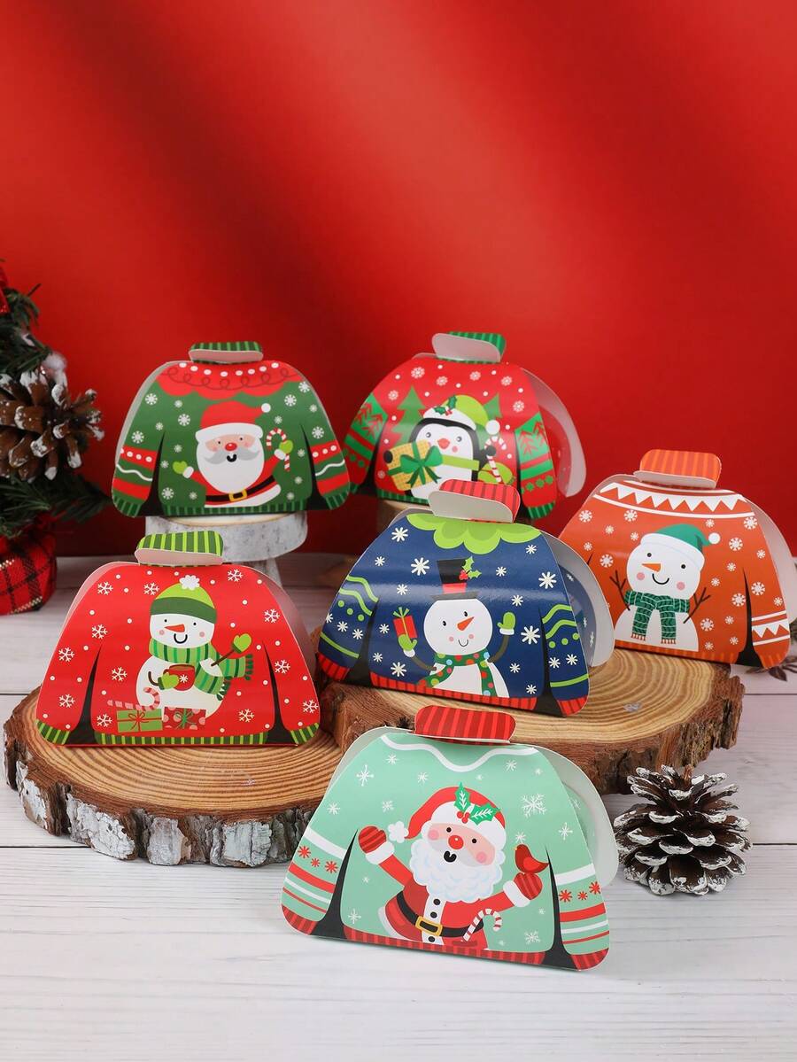 1 Set/24 Stück Weihnachtsgeschenkboxen mit Pullover-Design, Weihnachtsmann, Schneemann, Rentier Muster Weihnachtsboxen, Verpackungstüten, Weihnachtsparty Geschenkverpackung, Weihnachtspapierboxen, Weihnachtsgeschenk, Feiertagsparty Gastgeschenk, Festliches Geschenk, Fröhliche Weihnachten, Weihnachtsdekoration, Weihnachtsschmuck