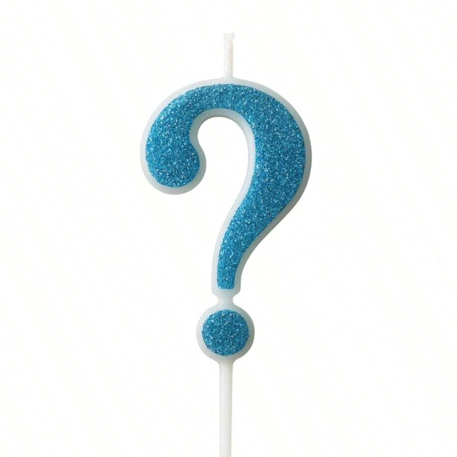 Blue Glitter Birthday Candle - Question - View 1