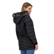 SAKERS OUTDOOR CLOTHING Chamarra Acolchada Para Mujer Capucha Peluche Suave Sakers  Liso    Elegante  Casual  Fiesta    Cremallera  Contraste  Bolsillo - Negro - Ver 8