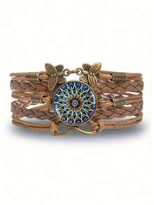 suteyi Chic Bohemian Gemstone Bracelet: Timeless Style & Vintage Charm, Durable PU Leather For Everyday Elegance - Brown - View 2