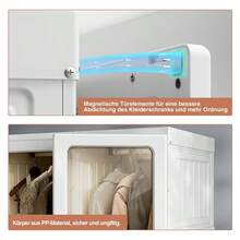HOKZYHOUSE Wardrobe, Cabinet 69 X 170 X 50 Cm (W X H X D), Easy Assembly, Foldable Multi-Purpose Cabinet With Rod, Magnetic Doors, For Living Room Bedroom White - Beige - View 9