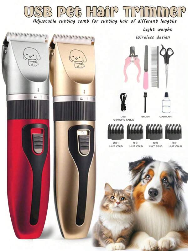 1 pièce Tondeuse à poils d'animaux de compagnie alimentée par USB, rasoir électrique, éliminateur de poils de pattes de chat/chien, peut tondre les poils autour des pattes, des oreilles, des yeux et des parties intimes, toilettage quotidien des animaux de compagnie, kit de toilettage électrique silencieux pour chiens et chats