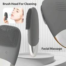 3-Color Optional 3-In-1 Electric Cleaning Brush, USB Charging Silicone Massage, Blackhead And Keratin Removal Home Beauty Device - 黑色 - 查看 3
