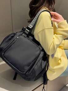 1 Pc Fashion Multifunction Portable Mummy Bag.Automobile Cradle Bag.Fashion Women Work Bag.Retro Tote Bag.Drawstring Bag.Shoulder Bags.Large Capacity Supermarket Shopping Bag.School Backpack Carry On Hand.Basics Solid Color Backpack.Lightweight Portable Canvas Bag With Handle.Business Day Weekender Bag.Note: The Color Of Shoulder Strap Is Random. - 黑色 - 查看 7