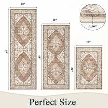 Pauwer Kitchen Mats For Floor 3 Piece Set Boho Non Slip Kitchen Rugs Washable Farmhouse Kitchen Floor Mats Thick Long Kitchen Throw Area Rug Carpet Runner For Hallway Laundry Bathroom - Caramen - Xem 2