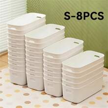 1/2/4/8/12PCS Plastic Storage Bins And Baskets, Stackable Desktop Storage Box Fruit Cosmetic Sundries Small Capacity Kitchen Organizer For Kitchen, Bathroom, Office, Under Sink Organizer - Multicolor - View 13