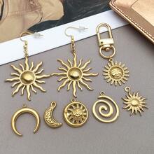 2 件时尚金色不锈钢天体太阳月亮饰品金属太阳吊坠适用于 DIY 珠宝耳环手链项链工艺钥匙扣配件 - 金色 - 查看 7