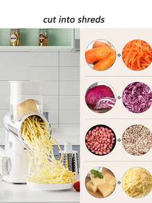 1 多功能蔬菜切片机，手摇滚筒切片机，三合一切片机，立式蔬菜切片机，奶酪切片机，厨房小工具 - 白灰色 - 查看 9