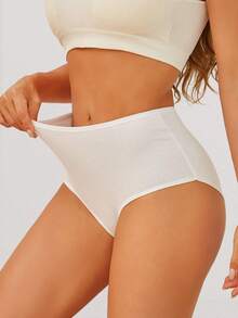 10 Pcs  Cotton  Casual-Comfy  Cute-Sweet  Casual-Sporty    Striped  Plain    High Rise    Brief Panties For Women - 彩色 - 查看 8