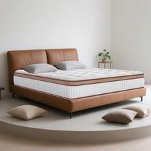 Colchón 140x200 cm Espuma Viscoelástica - Lujo - Antiácaros - 8 Zonas - Firmeza Media H3 - Antibacerias - Hipoalergénico - Muelles Ensacados - Altura 26cm - - Blanco Marrón - Ver 2