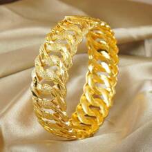 1pc Middle Eastern Vintage Sequin Glitter Openable Bangle Bracelet - Copper Material, Suitable For Daily Wear And Gifting, Dubai Style Fashion Cuff Bracelet For Women, Saudi National Day