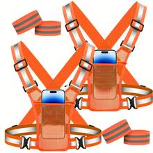 Sports Reflective Vest High Visibility Safety Jacket Suitable For Night Cycling Running Jogging Riding Motorcycle Outdoor Sports Vest With Adjustable Waist / Shoulder - Multicolor - View 5