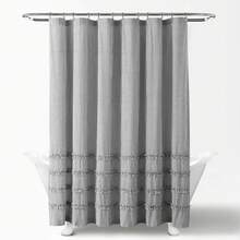 LUSH DECOR Vintage Stripe Yarn Dyed Cotton Blend Shower Curtain Black Single 72x72 Halloween-Fall Decor-Room Decor - 黑色 - 查看 5