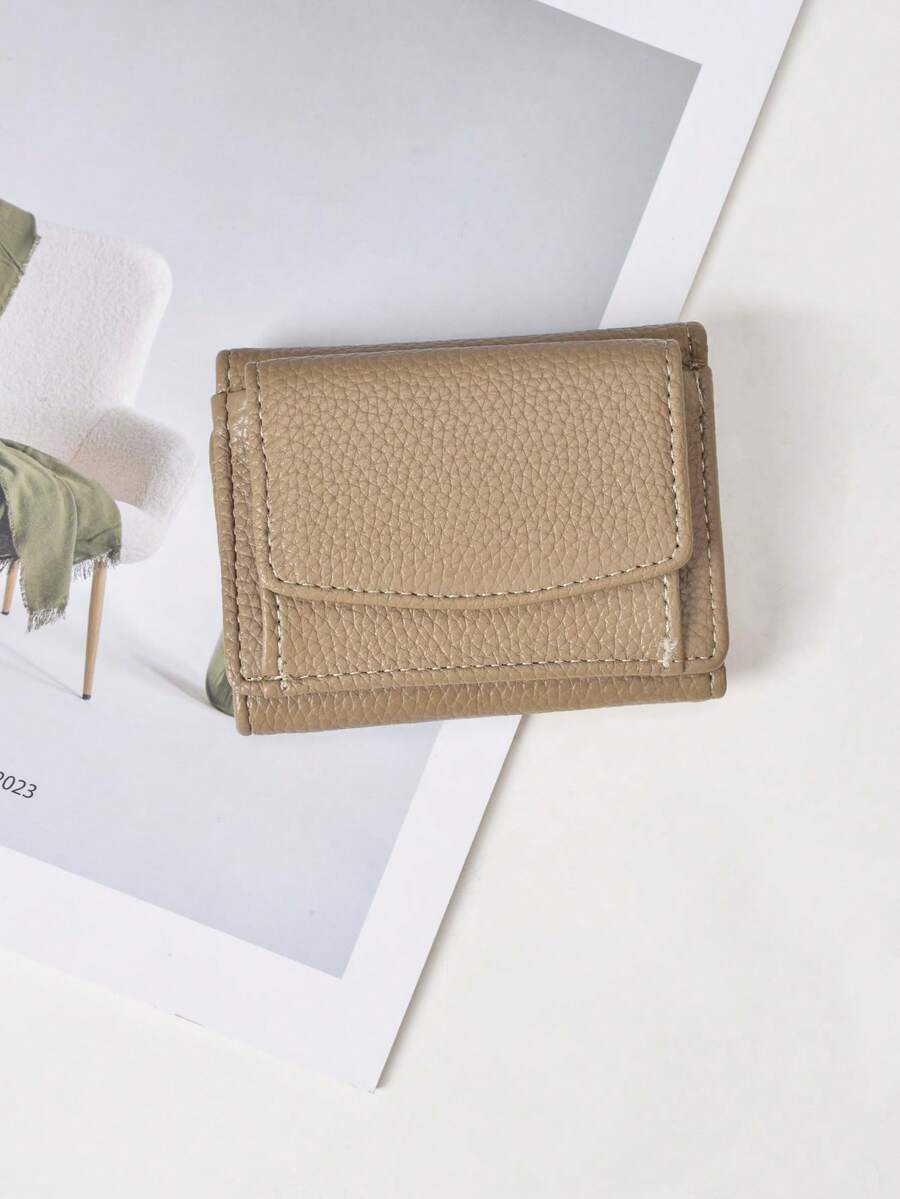 Compact Mini Wallet, Japanese Style Short Wallet, For Women, Export Overseas - Khaki - View 1