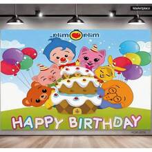 Cartoon Plim Photo Backdrop  Birthday Table Decors Background Party Supplies  Banner Photo Booth Props