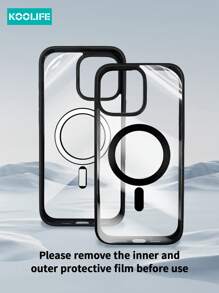 Koolife 1pc Acrylic Magnetic Wireless Charging Shockproof Thin Soft TPU Candy Color Protective Phone Case Compatible With Apple 16/16 Pro Max/16 Pro/16 Pro/15/15 Pro/15 Pro Max/15 Plus/14/13/12/11