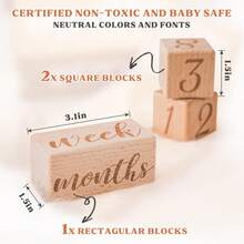 Milestone Blocks Set Of 3 Age Blocks For Monthly Milestone Age Milestone Signs Wooden Photo Props Set Perfect For  And Keepsake (Gift Set 3 PCS) - Age Blocks - 查看 2