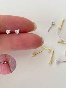 1 قطعة من خواتم الأنف من الفضة الإسترليني عيار 925، أقراط الأنف للنساء، مجوهرات أنيقة للثقب في الأنف والفتحة الأنفية، أقراط الأنف - مسمار أنف واحد - مشاهدة 3