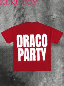 Kuku Boy Spear Printing (220g Pure Cotton T-Shirt) Cotton T-Shirt - Soft, Breathable, 100% Pure Cotton Fabric - Comfortable And Energetic Summer Street Style Short Sleeved T-Shirt, Cool Design Retro Summer Men's Daily Wear T-Shirt - 紅色 - 查看 3