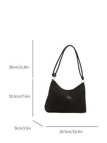2025 New Casual Large Capacity Crease Striped Fresh Commuting Solid Color Shoulder Underarm Handbag - Black - View 6