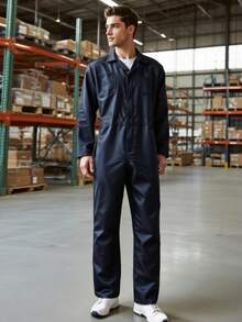 1pc   Coveralls For Men Work Navy Blue Adult Jumpsuit Coveralls Halloween Costume - Màu xanh hải quân - Xem 2