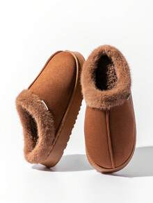 Unisex Casual Slip-On Slippers, Faux Fur Material EVA Thick Sole, Comfortable Indoor/Outdoor Wear, Warm Plush Winter Shoes, Simple Classic Design, Perfect Gift Choice!
